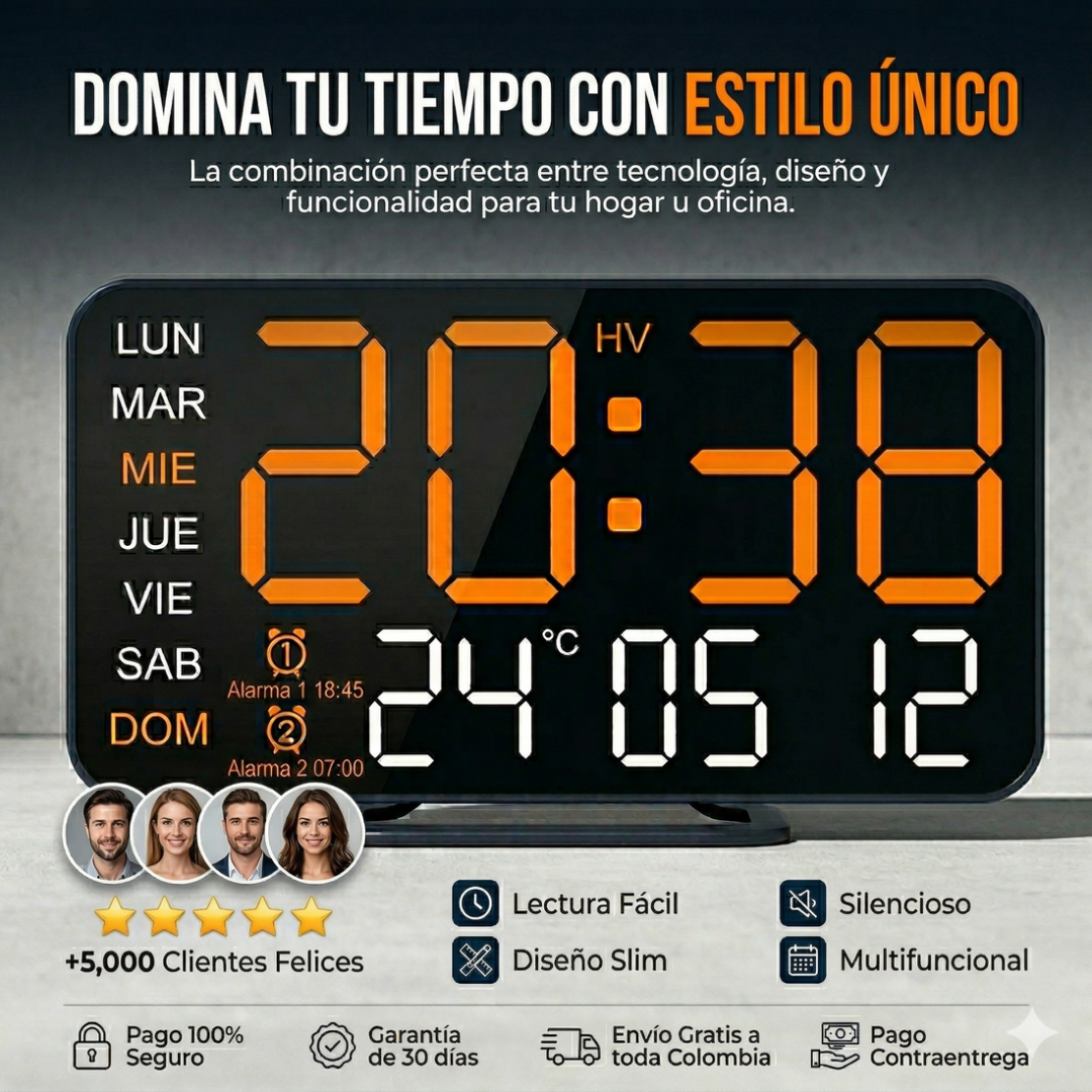 Reloj Digital LED de Pared - Estilo Moderno con Pantalla Inteligente [ÚLTIMAS UNIDADES 🚨]