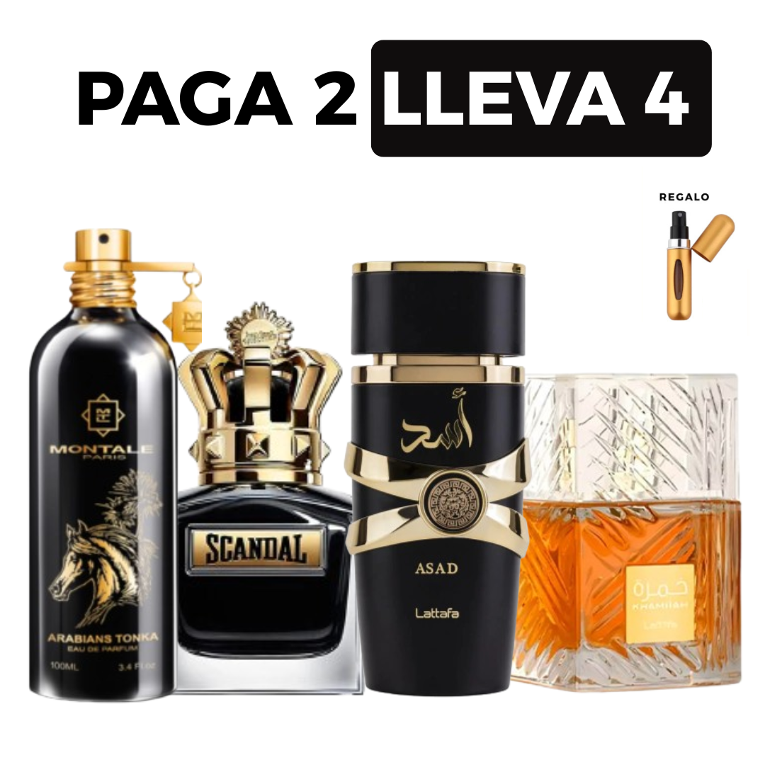 KIT 4 Perfumes Importados - Asad | Khamrah | Tonka | Scandal + Regalo Exclusivo [ÚLTIMAS UNIDADES 🚨] - 100ml